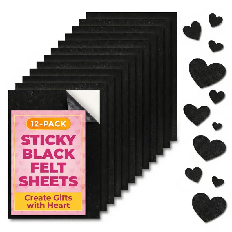 LEGLO 12 Pcs Black Felt Sheets for Crafts - 8.3"x11.8" (A4 Size) Strong Adhesive Black Felt Fabric for Crafts Decorations & DIY Projects - Water-Resistant and Self Adhesive Fabric Sheet That Leaves No Trace - Image 1